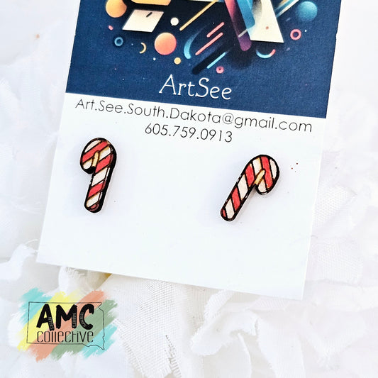 Candy Cane Stud Earrings