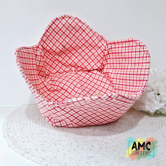 Pink Plaid Bowl Holder