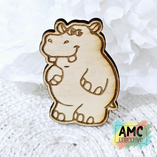 Hippopotamus Wood Magnet