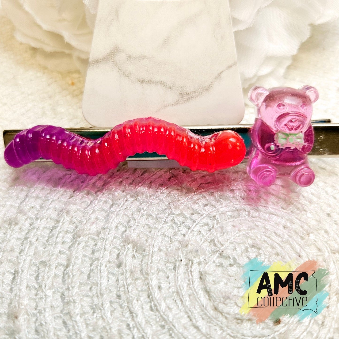 Gummy Worm Resin Hair Clip