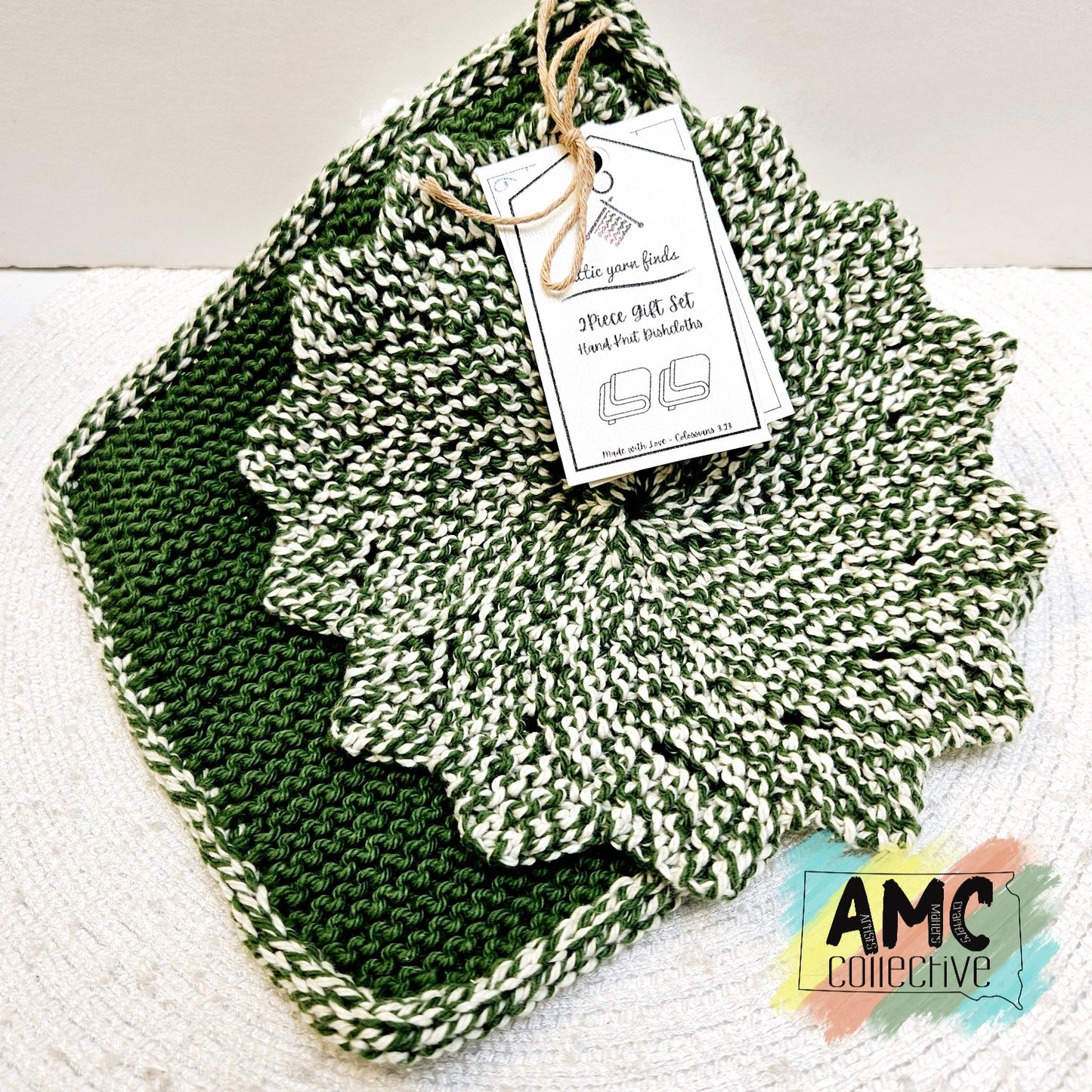 Hand Knit Cloths - Green