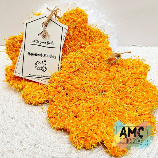 Orange/Yellow Hand Knit Scrubby