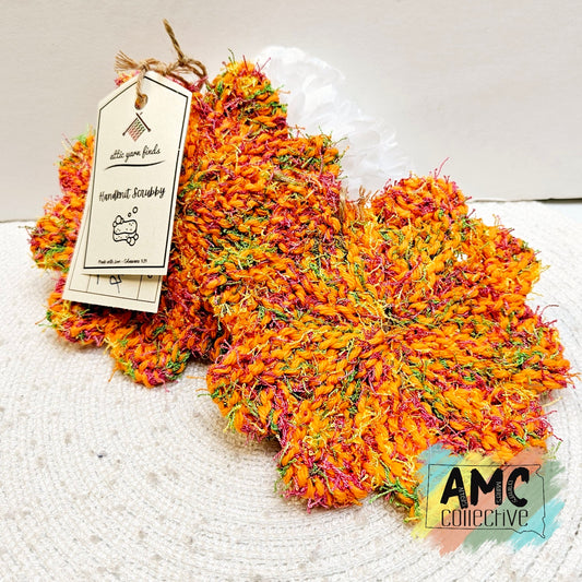 Orange/Multi Hand Knit Scrubby