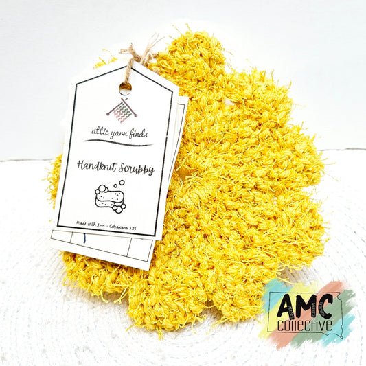 Yellow Hand Knit Scrubby