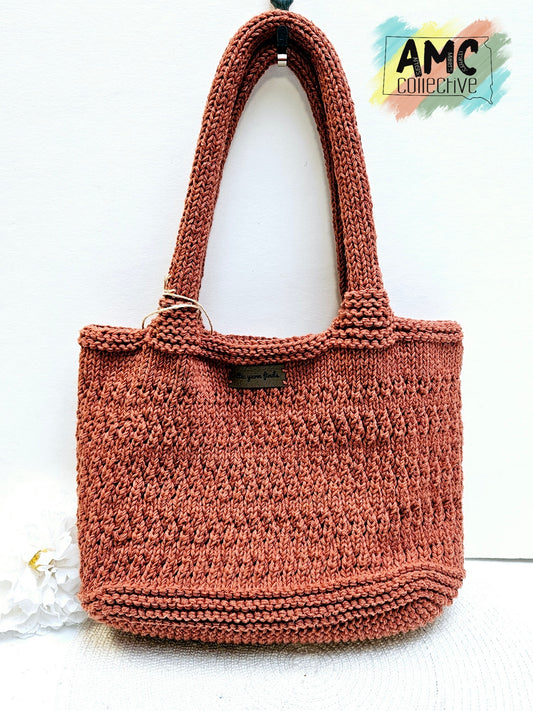 Rust Hand Knit Every Day Bag