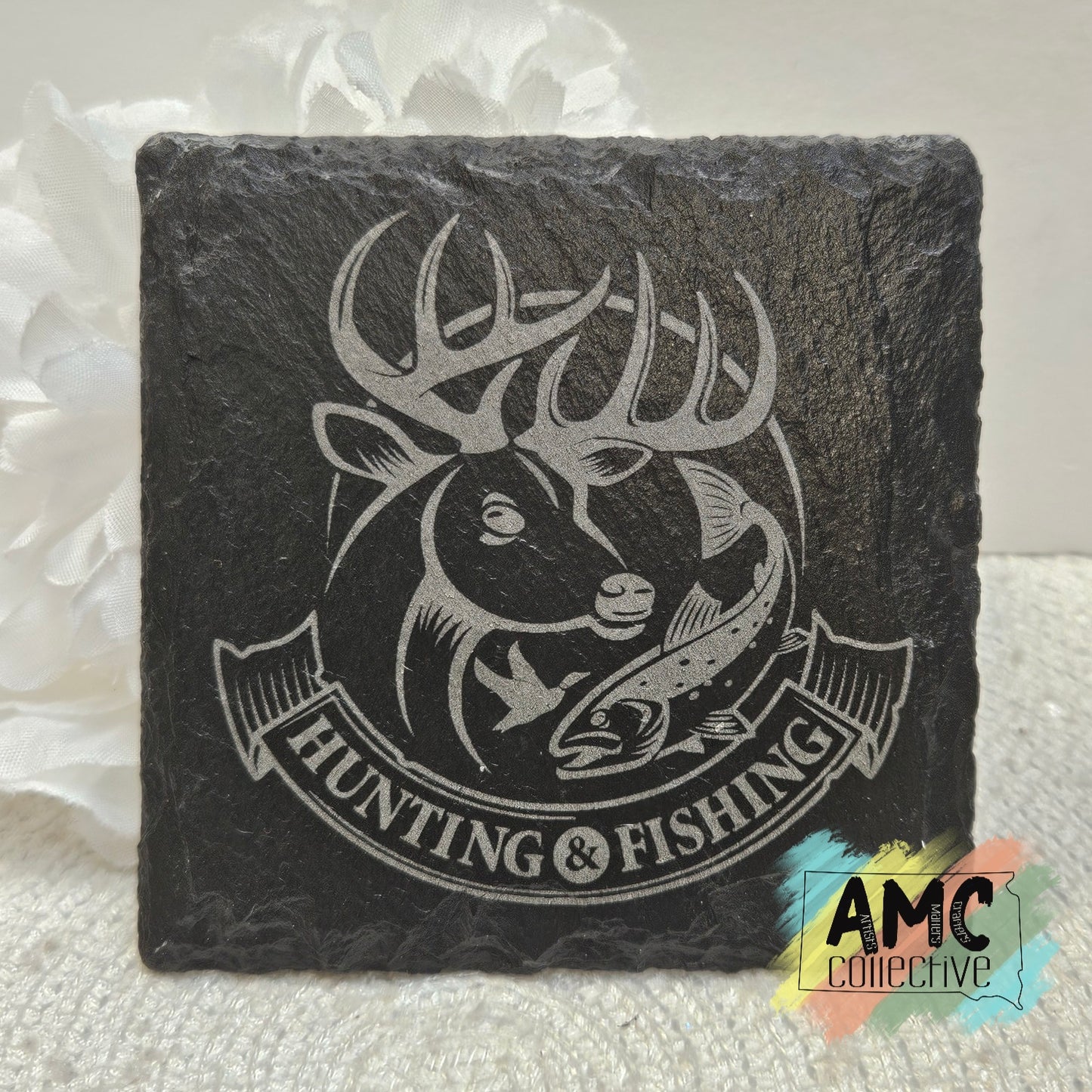 Hunting & Fishing Engraved Slate Coasters