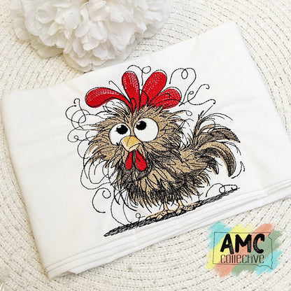 Crazy Rooster Embroidered Tea Towls