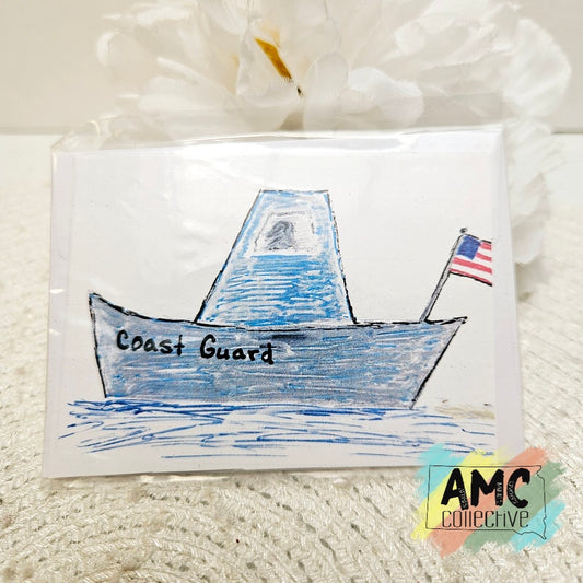 Coast Guard Hand-Drawn Military Print Mini Card