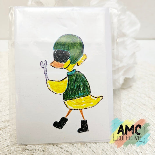 Mechanic Hand-Drawn Military Duck Print Mini Card