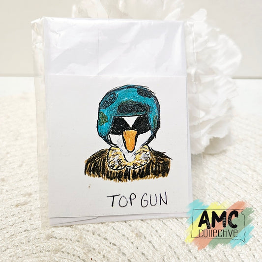 Top Gun Hand-Drawn Military Duck Print Mini Card