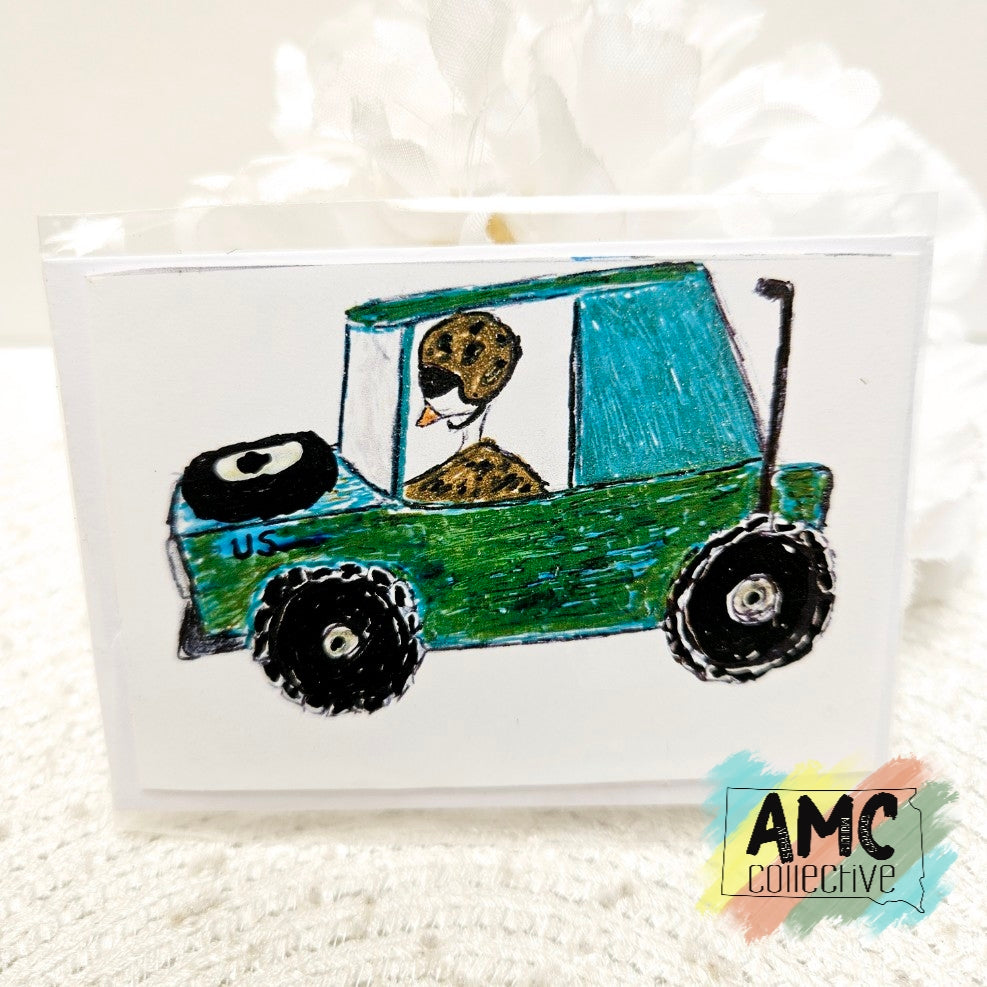 Jeep Hand-Drawn Military Duck Print Mini Card