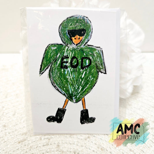 EOD Hand-Drawn Military Duck Print Mini Card