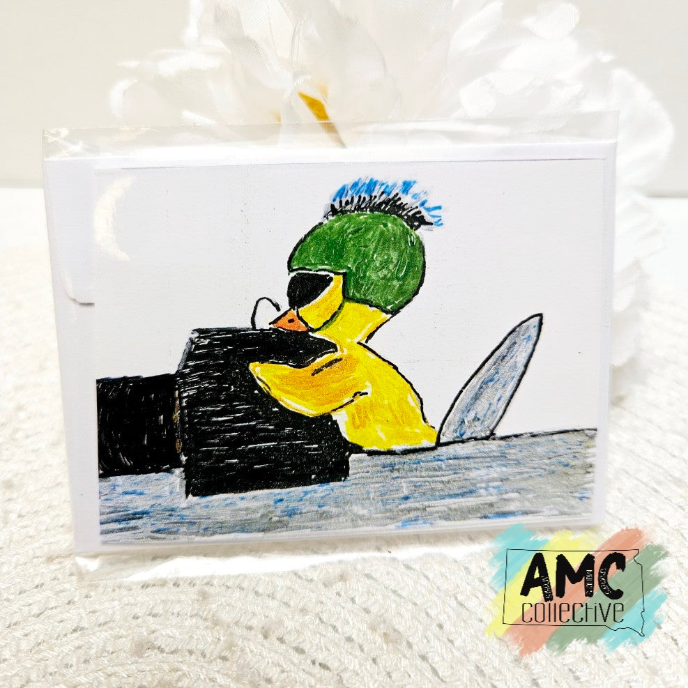 Gunner Hand-Drawn Military Duck Print Mini Card