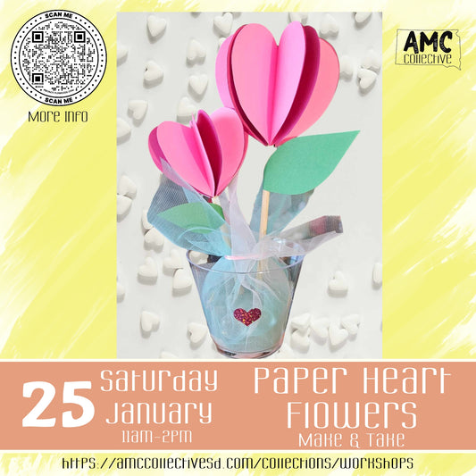 Paper Heart Flowers Make & Take, 11am-2pm, 1/25/25