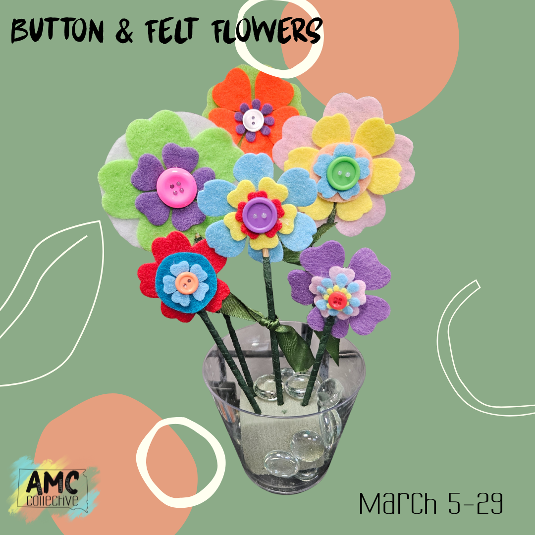 Felt and Button Flowers Drop In Craft