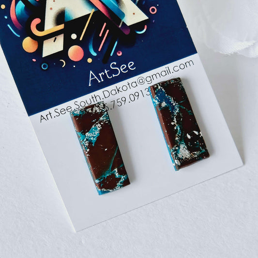 Modern Marbled Rectangle Clay Earrings