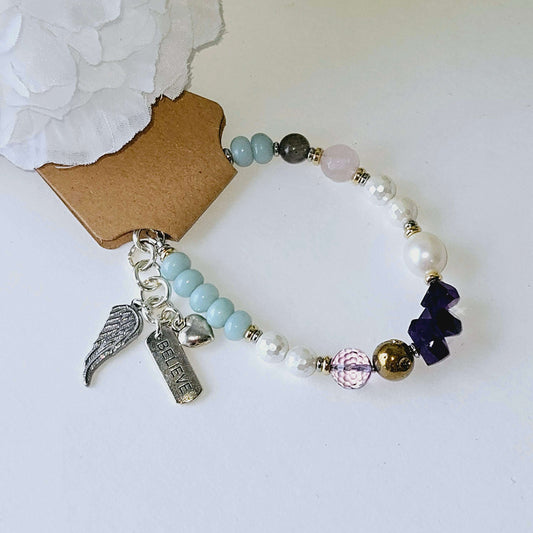 Beaded Bracelet with Believe Charm