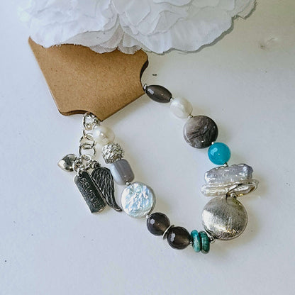 Beaded Bracelet with Believe Charm