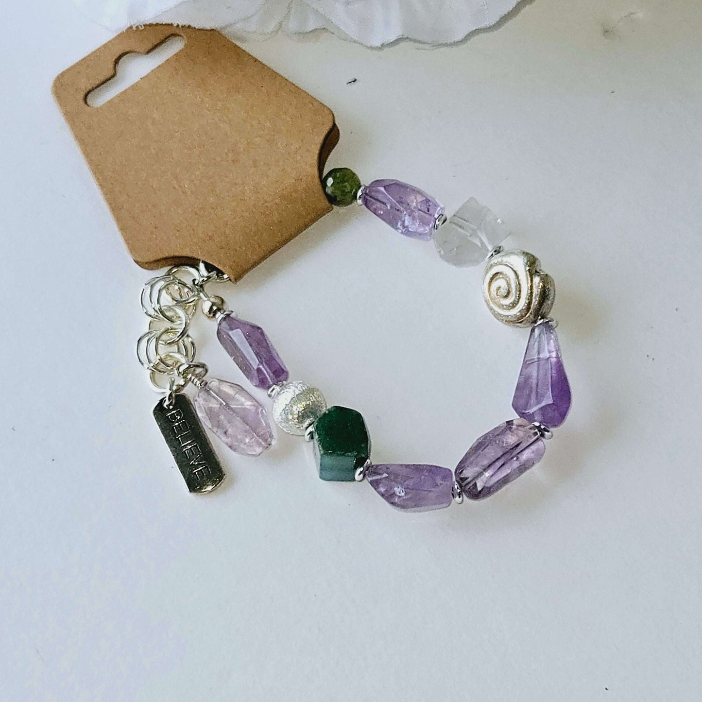 Beaded Bracelet with Believe Charm