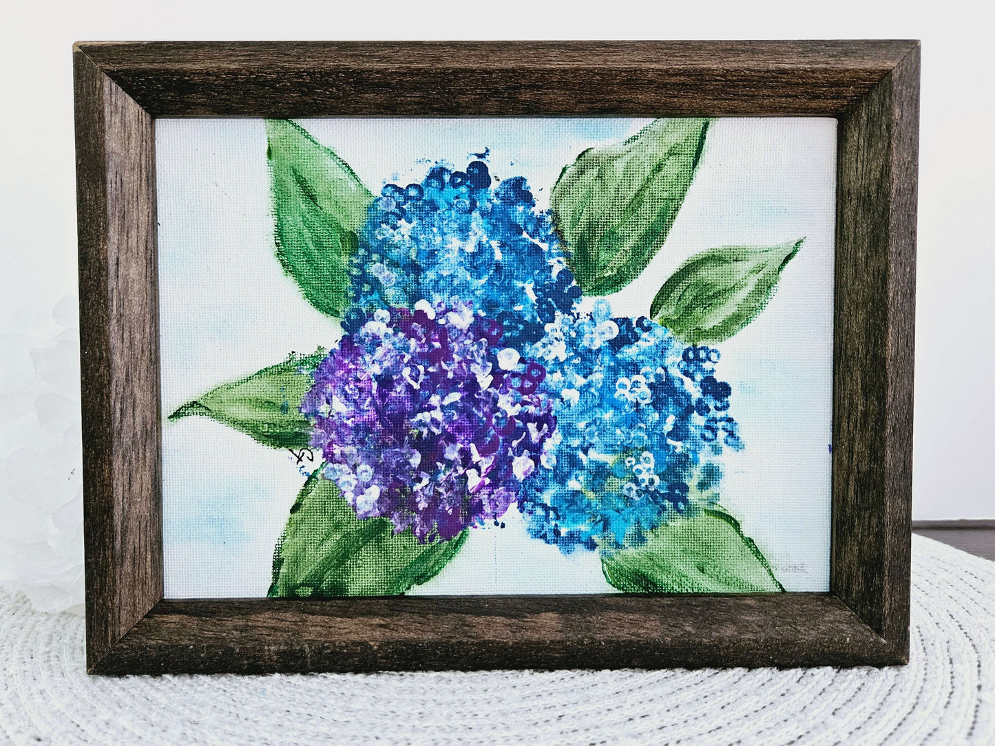 Blue and Purple Hydrangea Acrylic Painting