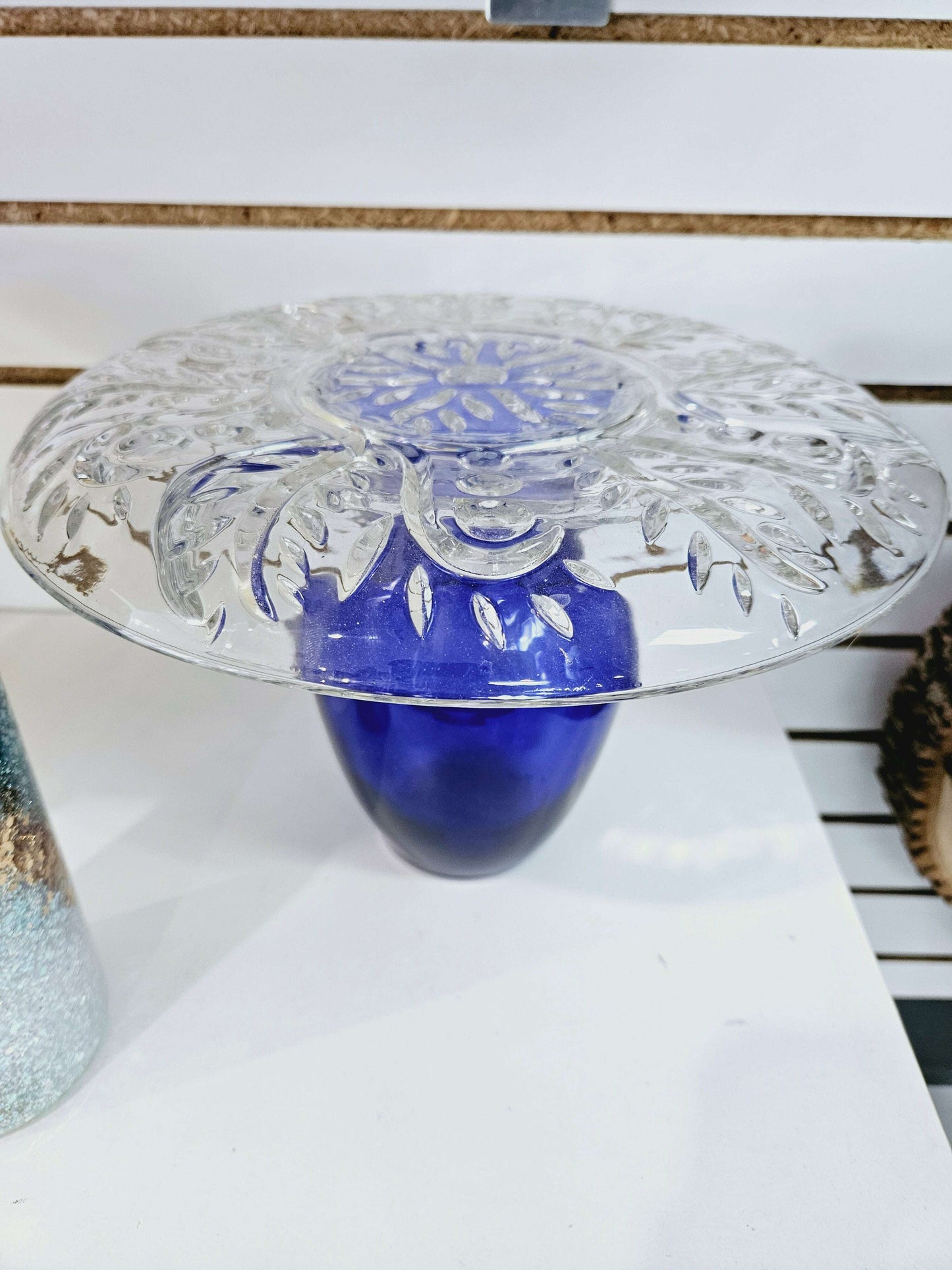 Blue Glass Mushroom Decor