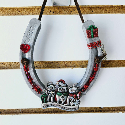 Christmas Cats Decorative Good Luck Horse Shoe