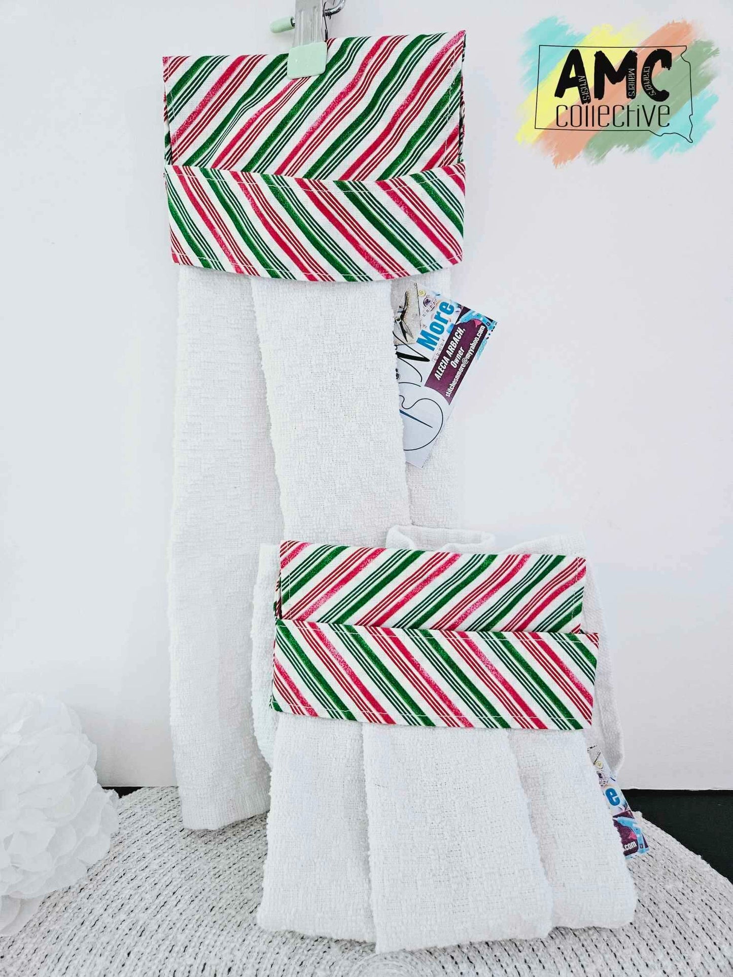 Red and Green Stripe Kitchen Towels