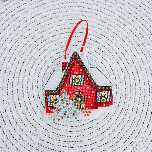 Cottage Cross Stitch Christmas Ornament
