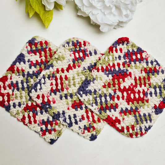 Crochet Dish Cloth - Set 3 Purple/Red