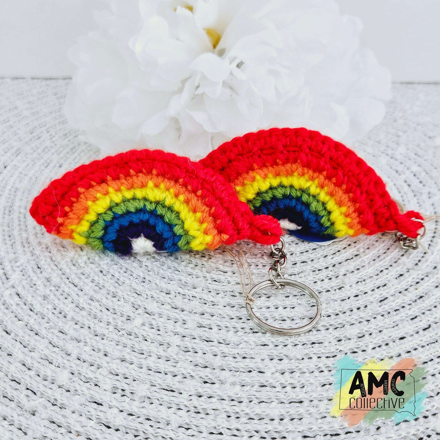 Crochet Rainbow Keychain