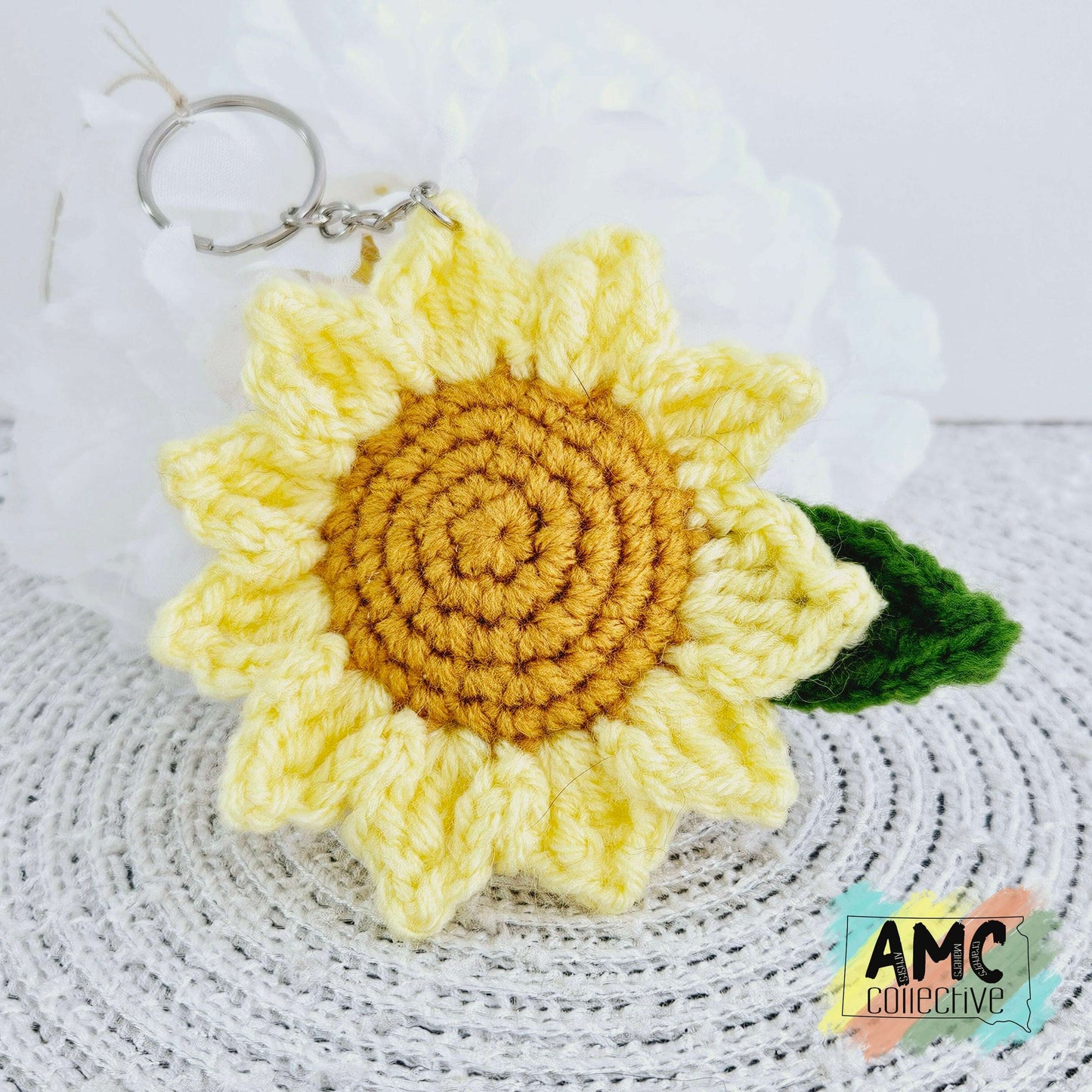 Crochet Sunflower Keychain