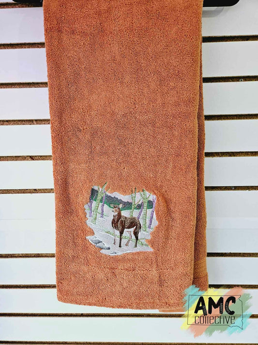 Deer Towel Embroidered