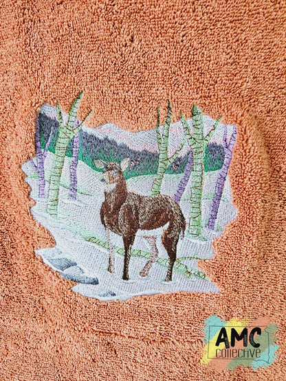 Deer Towel Embroidered