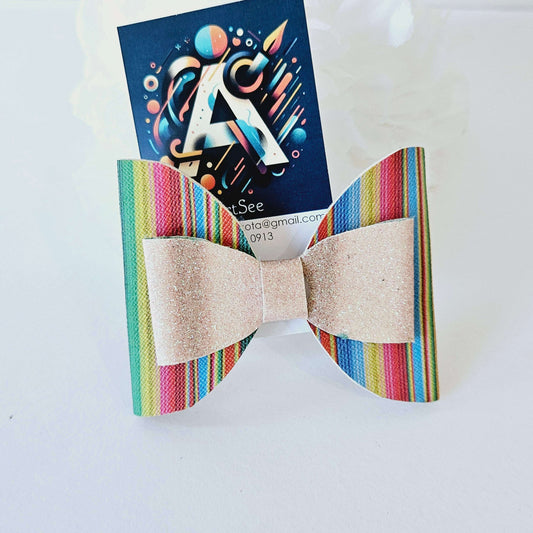 Double Layer Bows - Rainbow & Rose Gold