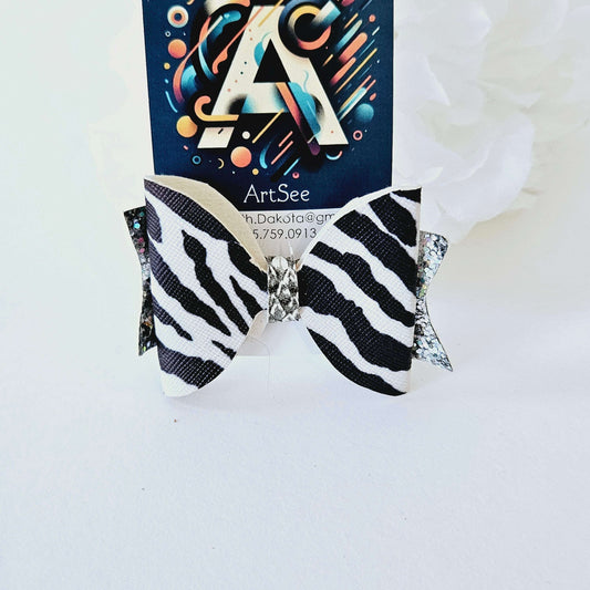 Double Layer Bows - Zebra/Silver