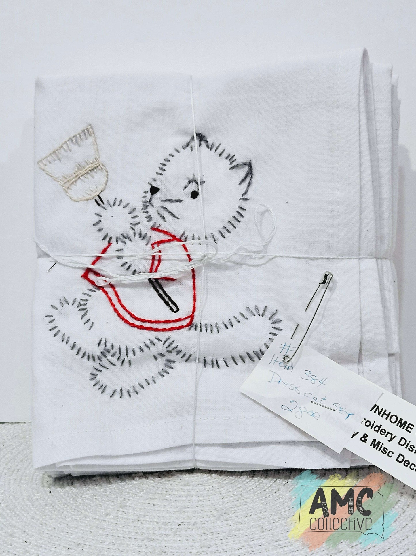 Dress Cat Embroidered Towel Set