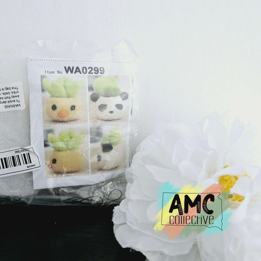 Duck and Panda Planter Felting Kit