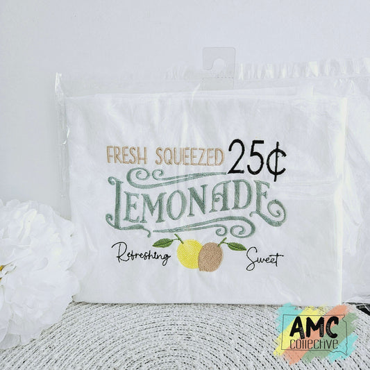 Embroidered Tea Towel - Fresh Squeezed Lemonade