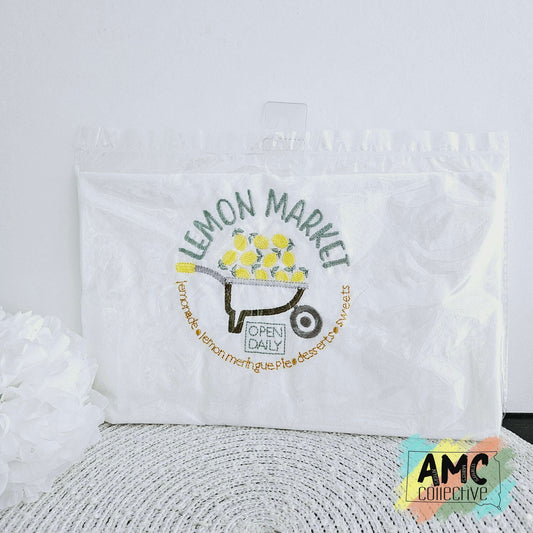 Embroidered Tea Towel - Lemon Market