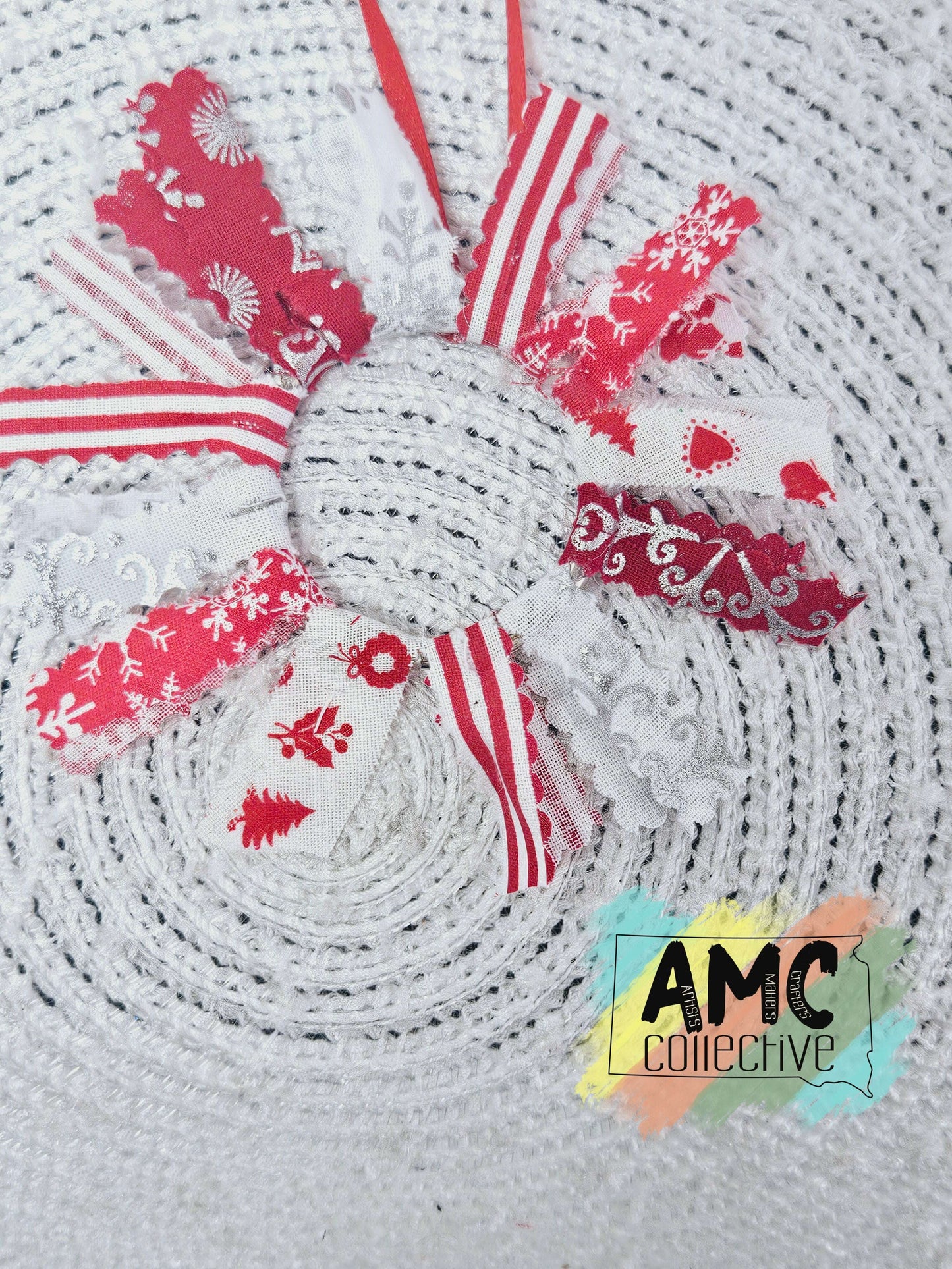 Fabric Wreath Christmas Ornament