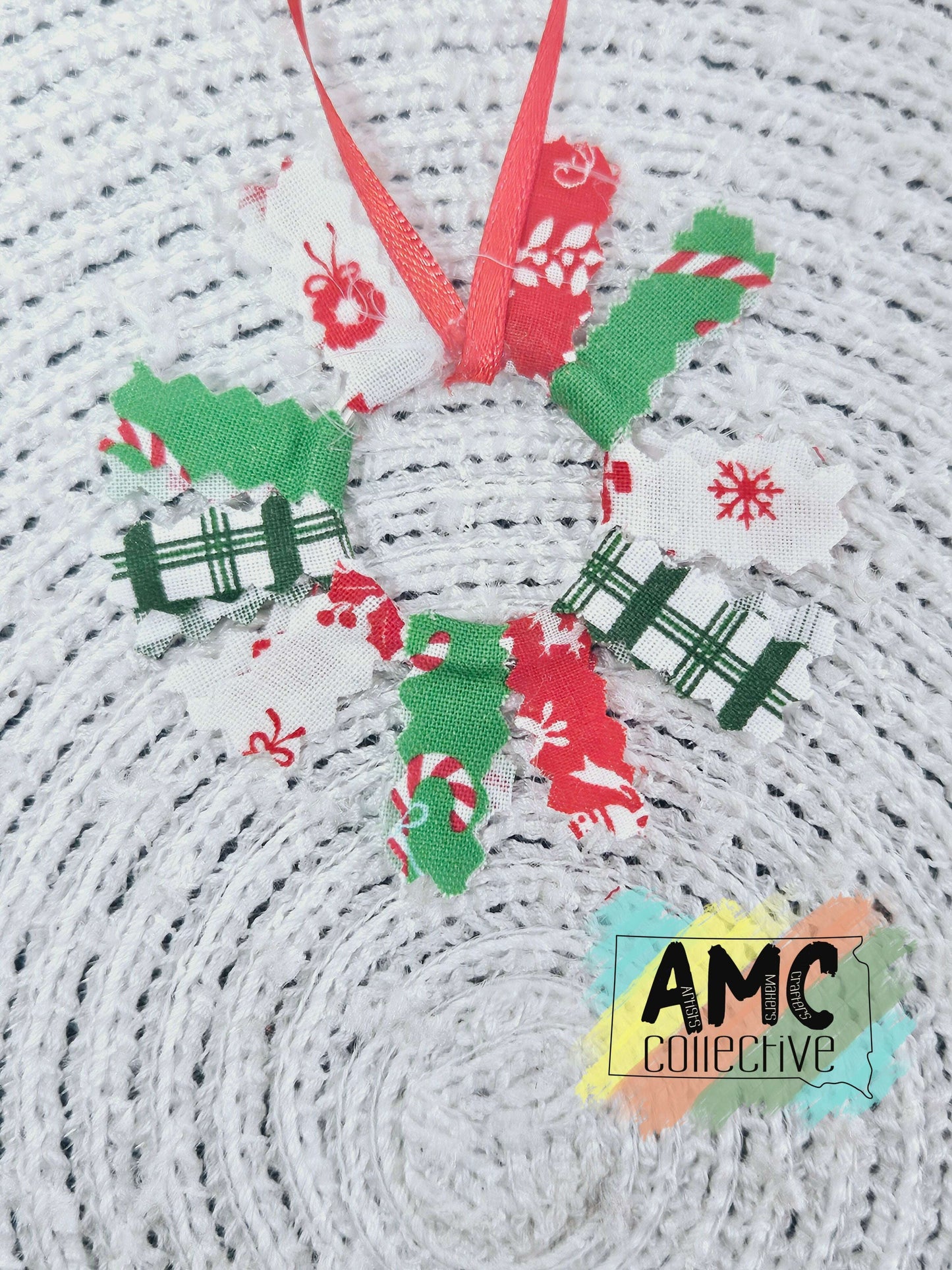 Fabric Wreath Christmas Ornament