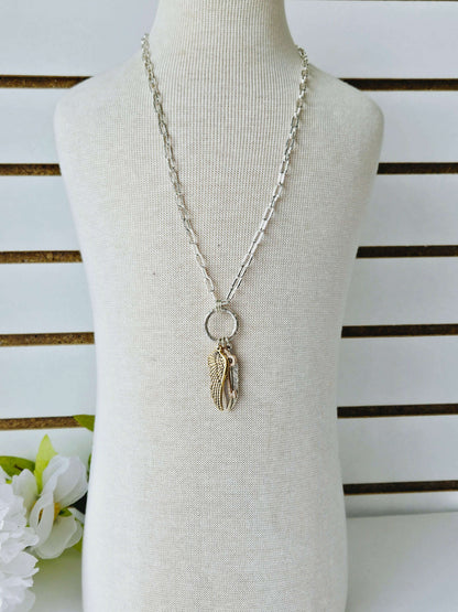 Feather and Key Necklace