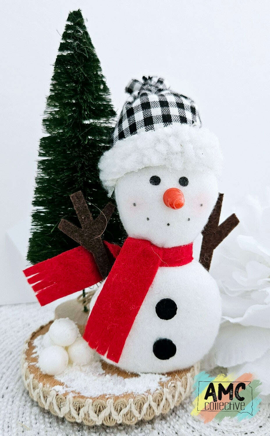 Felt Snowman w/ Wood Base