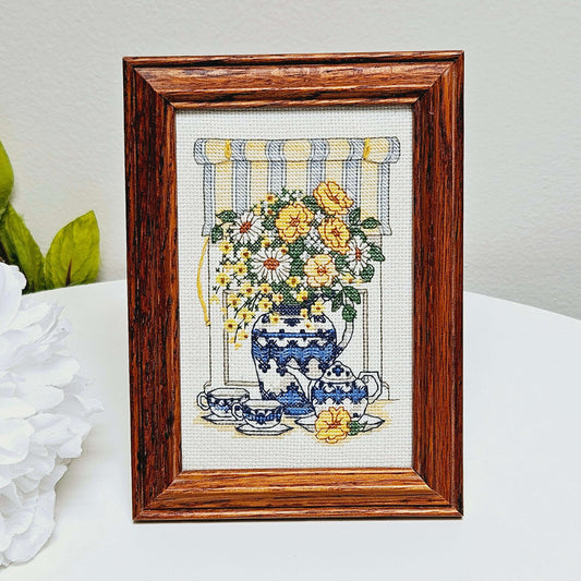 Framed Cross-stitch Yellow Flowers