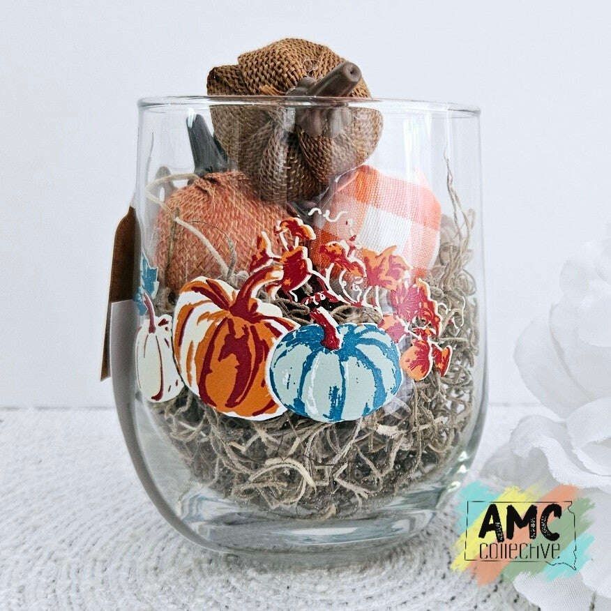 Glass Holder with Pumpkins