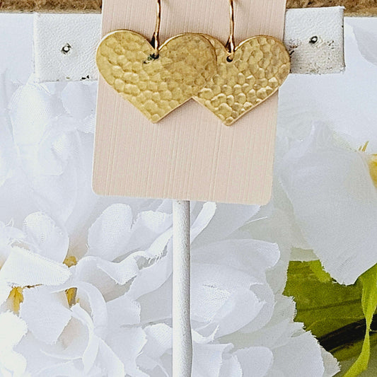 Gold Hammered Heart Earrings