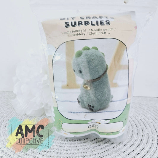 Green Dino with Bell Felting Kit