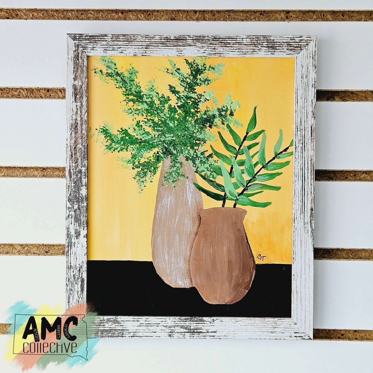 Greenery Still Life Painting in a Frame