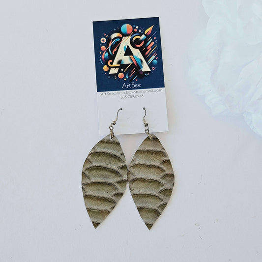 Grey Single Leather Earrings