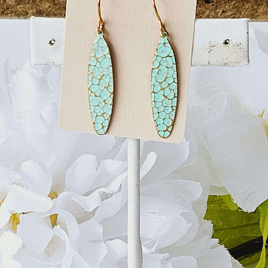 Hammered Drop with Aqua Earrings